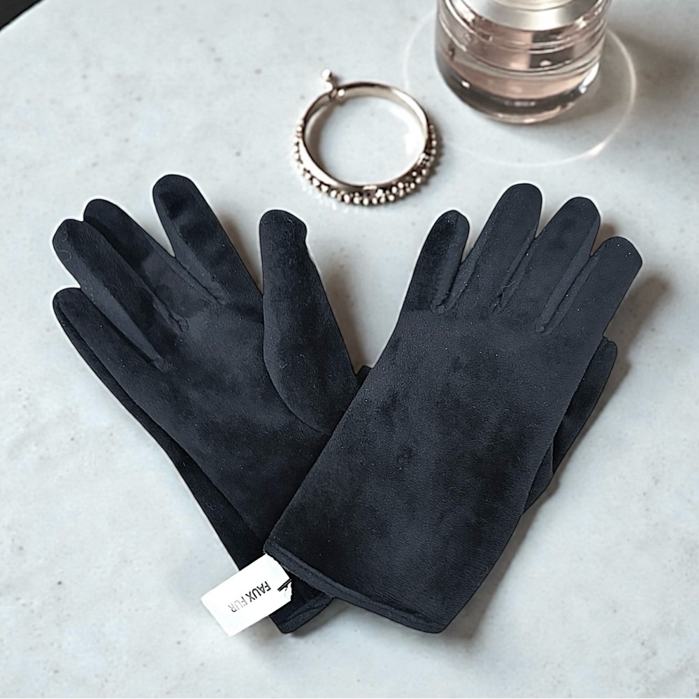 Weatherproof Women’s Faux Fur Fleece Black Gloves Sz L